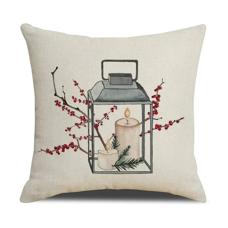 Pinecone Candlestick Linen Print Pillowcase for Home Decor by Axyaa