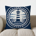 Axyaa Lighthouse & Nautical Waves Pillow Cover for Sofa, Bedroom, Car