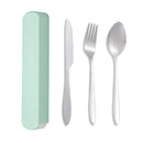 Axyaa 3pc Portable School Dining Set with Case: Knife, Fork, Spoon