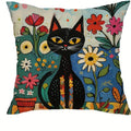 Colorful Cats & Flowers Pillow Covers by Axyaa - Sofa, Bedroom, Car Pillow Cover