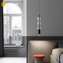 Axyaa Cylinder Glass Pendant Light: Minimalist Bamboo-Inspired Ceiling Lamp