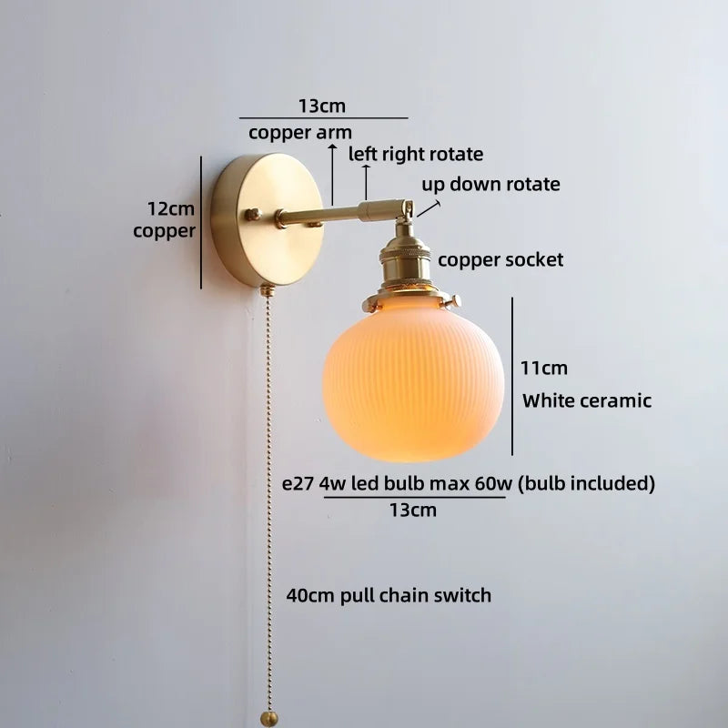 Axyaa Nordic LED Wall Light White Umbrella Style Swing Arm Modern Bedside Lamp