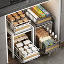 Axyaa Double Layer Kitchen Pull-Out Basket Shelf for Cabinets