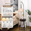 Axyaa Retro Wooden Floor Lamp with LED Light and Handmade Linen Petal Lampshade