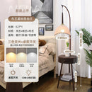 Axyaa Retro Wooden Floor Lamp with LED Light and Handmade Linen Petal Lampshade
