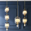 Axyaa LED Glass Pendant Lamp: Modern Designer Hanging Light for Living Room, Bedroom, Hotel