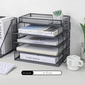 Axyaa Mesh Collection Black 4-Tier Desktop Document Tray Organizer