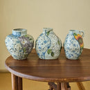 Axyaa Blue & White Underglaze Hand-Painted Rough Pottery Vintage Vase