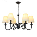 Axyaa Black Wrought Iron Chandelier with White Shade for Elegant Home Decor