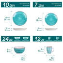 Axyaa Vintage Porcelain Dinnerware Set: Dinner, Dessert Plate, Bowl, Mug - 16/32/48 Pieces