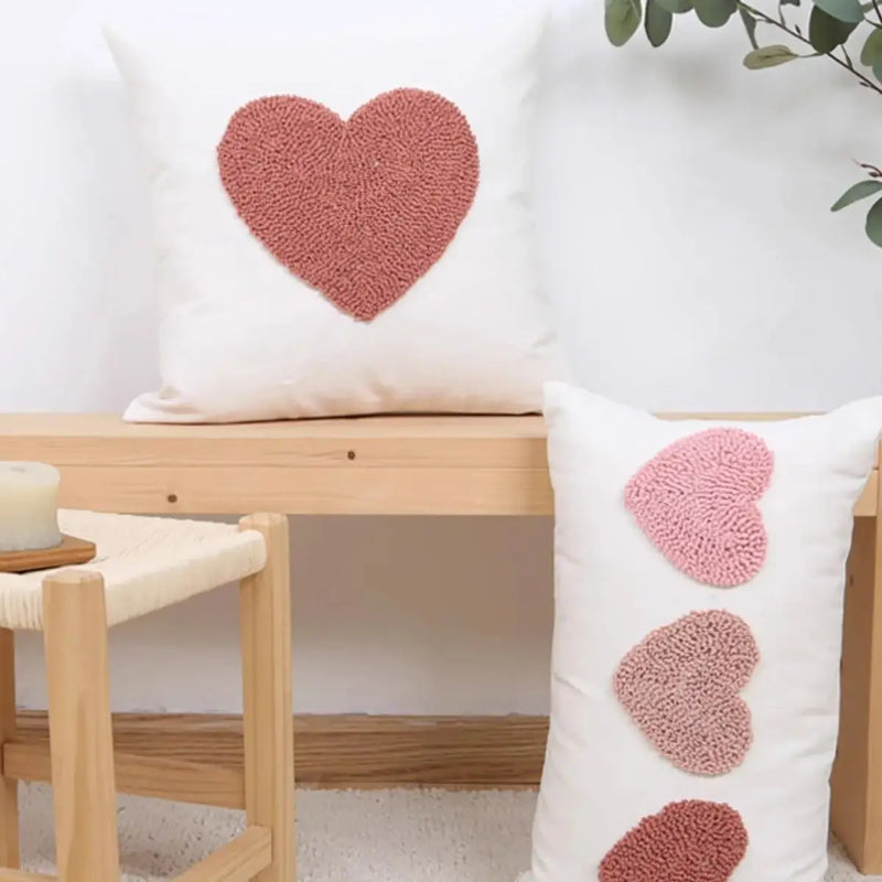 Axyaa Pink Velvet Ins Circle Love Pillowcase Embroidered Valentine's Day Bed Pillow Cover