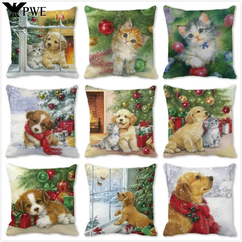 Axyaa Christmas Cat Dog 2023 Pillowcase Snowman Gift Set Decor