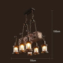 Axyaa Industrial Glass & Wood Chandelier - Retro Style for Restaurants, Bars & Coffee Shops