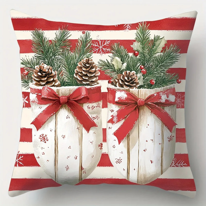 Axyaa Snowman Fawn Print Pillowcase Set - Festive Home Decor & Gift