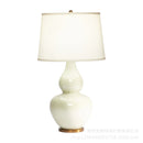 Axyaa White Ceramic Gourd Table Lamp for Bedroom Living Room Study