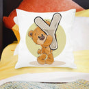 Axyaa Cartoon Bear Alphabet Print Cushion Cover - Children's Room Decor