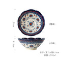 Axyaa Plant Flower Pattern Ceramic Bowl Retro Soup Ramen Salad Noodle Pasta Tableware