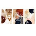 Boho Blue Orange Abstract Ayatul Kursi Canvas Wall Art by Axyaa