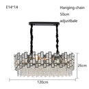 Axyaa Oval Crystal Chandelier LED Lighting in Gold and Black for Luxe Living Room Decor