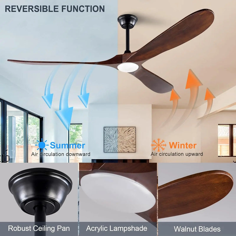Axyaa Retro Large Ceiling Fan Lamps for Home Office Lounge Living Room Bedroom