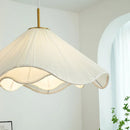 Axyaa Nordic Fabric LED Chandelier | Modern White Pendant Light for Dining Room & Foyer