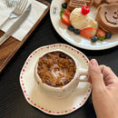 Axyaa Ceramic Coffee Cups & Saucers Set, Hand-Kneaded Flower Design Mug, Ideal for Afternoon Tea