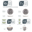 Axyaa Bella-GY Porcelain Dinner Set 48-Pieces Vintage Tableware Kit