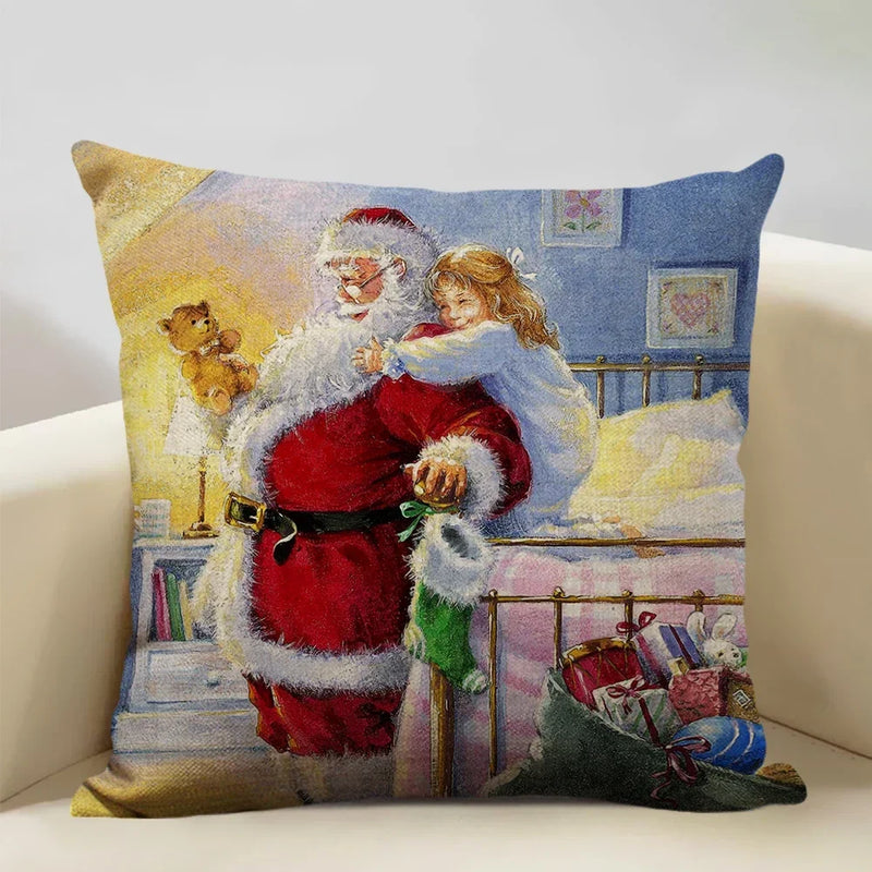 Axyaa Christmas Tree Santa Claus Cushion Cover 45x45cm