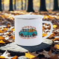 Axyaa Thanksgiving Enamel Mug Pumpkin Soup Harvest Pattern Coffee Cup