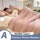 Axyaa Plush Fleece Double Layer Wool Bed Blanket Wool Throw Cozy Blanket
