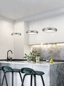 Axyaa Modern Round Black Silver Chandelier for Dining Room & Kitchen