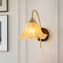 Axyaa LED Glass Wall Light Gold Antique Brass Modern Bedroom Bedside Lamp
