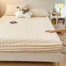 Axyaa Jacquard Winter Fleece Mattress Cover, Elastic Band, Thick & Warm Bed Sheet