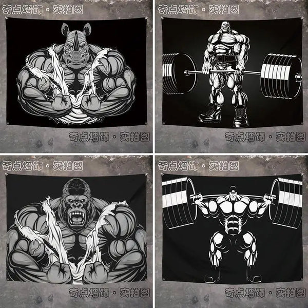 Axyaa Orangutan Rhino Animal Fitness Tapestry Wall Hanging for Home Decoration