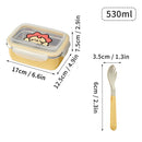 Axyaa Stainless Steel Divided Lunch Box Spoon Bento Container, Leak-proof & Heatable.