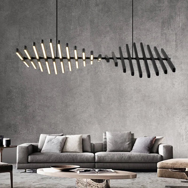 Nordic LED Fishbone Chandelier for Restaurant and Office - Axya Lighting