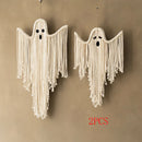 Axyaa White Macrame Ghost Wall Hanging Tapestry, Hand-Woven Tassels for Home Décor