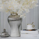Axyaa Ceramic High Vase Ornaments TV Cabinet Decoration Silver Gold Plated Jewelry Storage