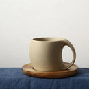 Axyaa Ceramic Coffee Cup Set 220ml - Breakfast Milk Oat Drink Mug & Saucer
