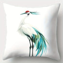 Axyaa Green Crane Pillow Covers, 17.7" Square, Contemporary Polyester Fabric, Blue Teal Feather Design