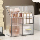 Axyaa Clear Makeup Organizer with Drawer and Lid - Cosmetic Storage Box