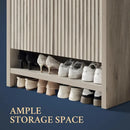 Axyaa Fluted Shoe Cabinet: 41'' Tall 2-Door Storage Organizer with 5-Tier Shelves
