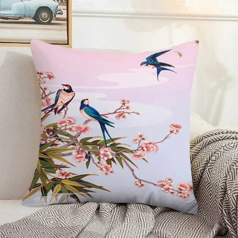 Axyaa Chinese Landscape Pillowcase 40x40 50x50 Cushions Covers Home Decor