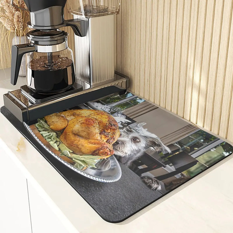 Axyaa Cute Puppy Kitchen Counter Drain Mat Set