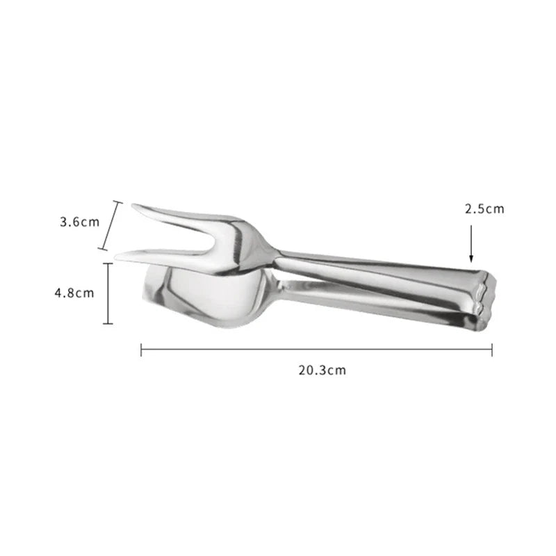 Axyaa Stainless Steel Food Fork Tongs BBQ Grill Clamp Kitchen Spatula Clip