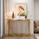 Axyaa Half Moon Gold Console Table: 43" Modern Semi Circle Entryway Sofa Table