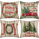 Axyaa Christmas Wreath & Truck Joy Throw Pillow Cover for Sofa, Bedroom, Car