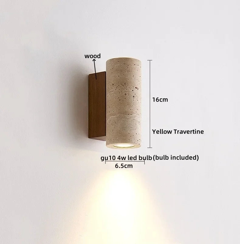 Axyaa Yellow Travertine LED Wall Light Room Decoration Wall Lamp Living Dining Room