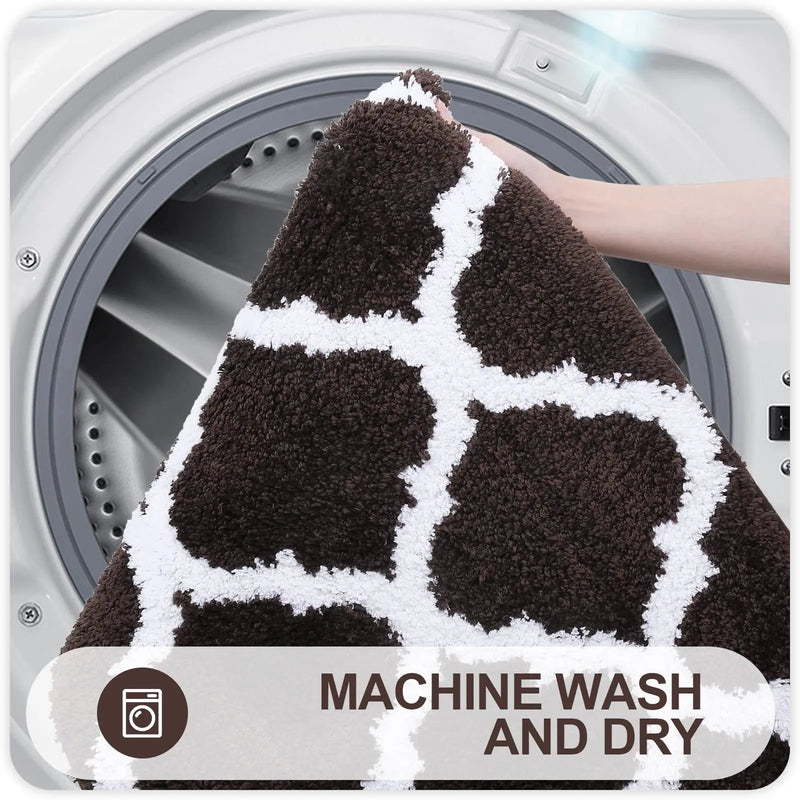 Axyaa Soft Shaggy Bathroom Mat Set - 2 Pcs Non-Slip Plush Toilet Rug