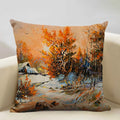 Axyaa Ocean Landscape Flower Sofa Cushion Cover Linen Pillowcase Home Decor
